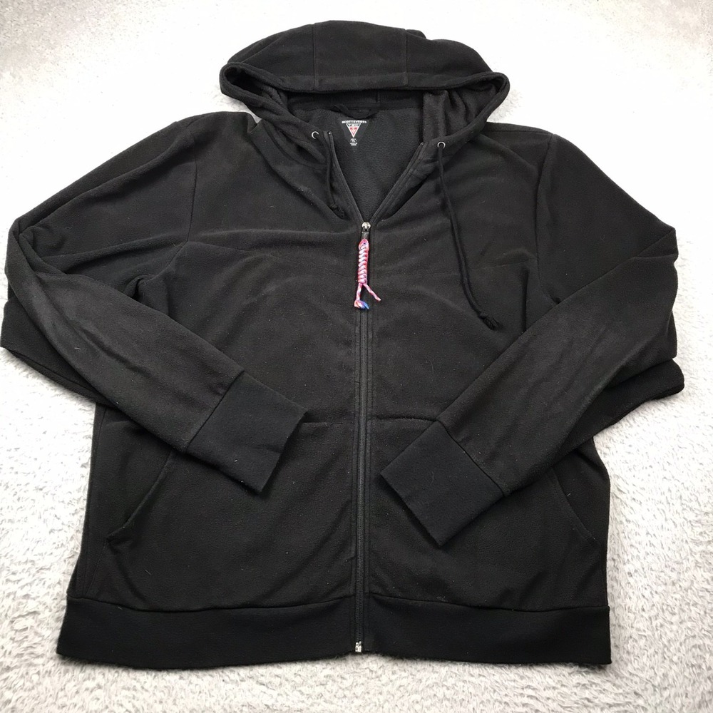 SCOTTeVEST Microfleece Hoodie Mens 2XL Black Zip Up Sweater Jacket Multi Pocket